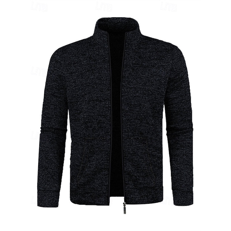 Full-Zip Stand Collar Jacket for Men, Plus Size