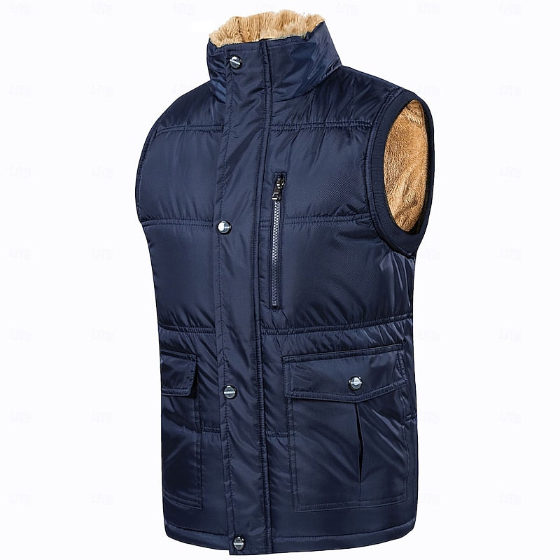 Sherpa-Lined Puffer Vest for Men, Plus Size