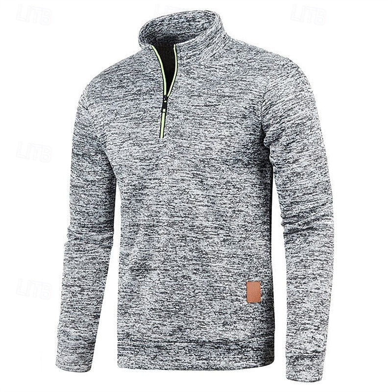 Quarter-Zip Textured Pullover Sweater for Men, Plus Size