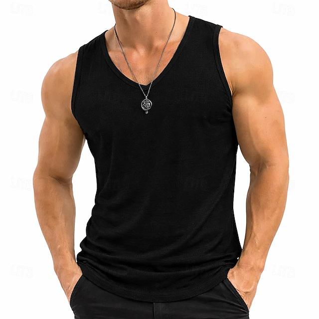 Sculpted V-Neck Tank Top for Men, Plus Size