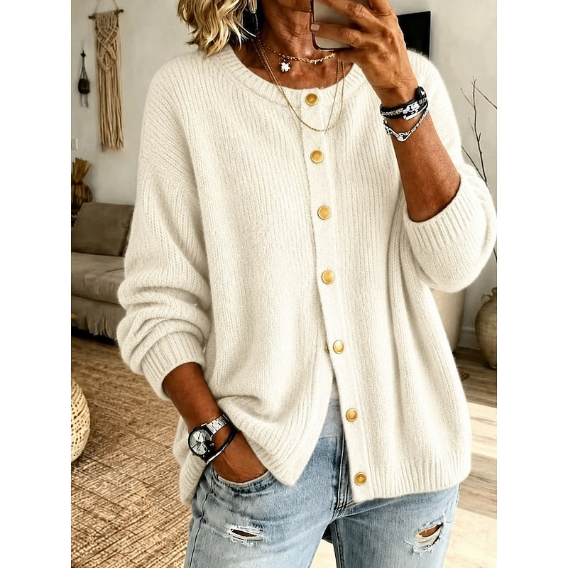 Soft Button-Front Cardigan for Women, Plus Size