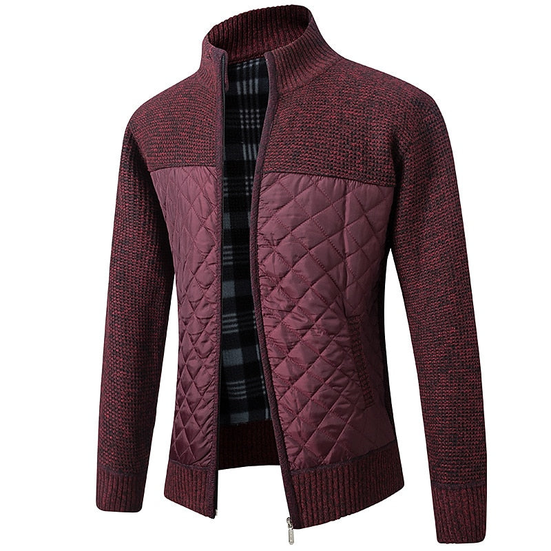 Zip-Up Stand Collar Cardigan for Men
