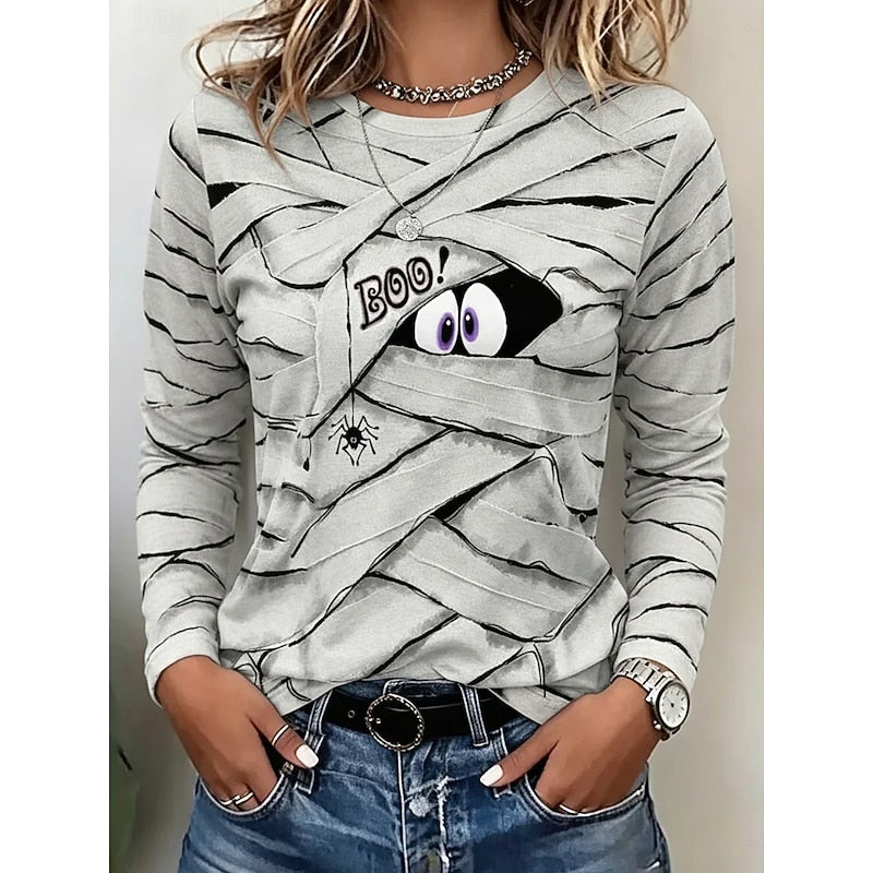 Playful Halloween Long-Sleeve Top for Women, Plus Size