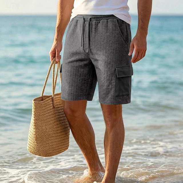 Textured Drawstring Shorts for Men, Plus Size