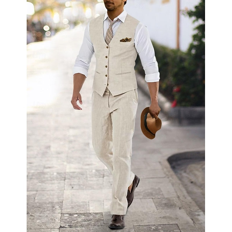 Tailored Summer Two-Piece Set for Men, Plus Size