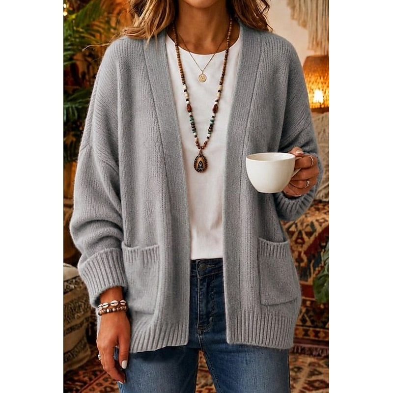 Relaxed Open-Front Cardigan for Women, Plus Size