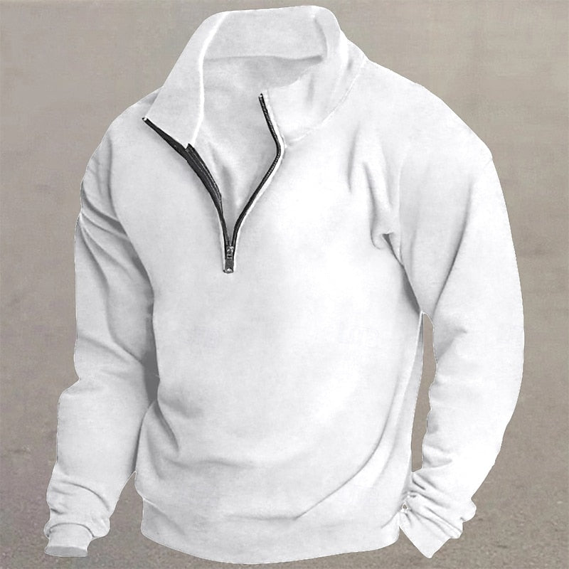 Quarter-Zip Standing Collar Pullover for Men, Plus Size