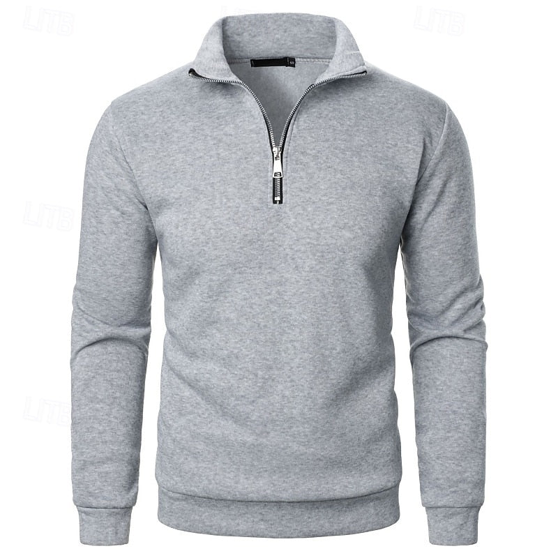 Quarter-Zip Stand-Collar Pullover for Men