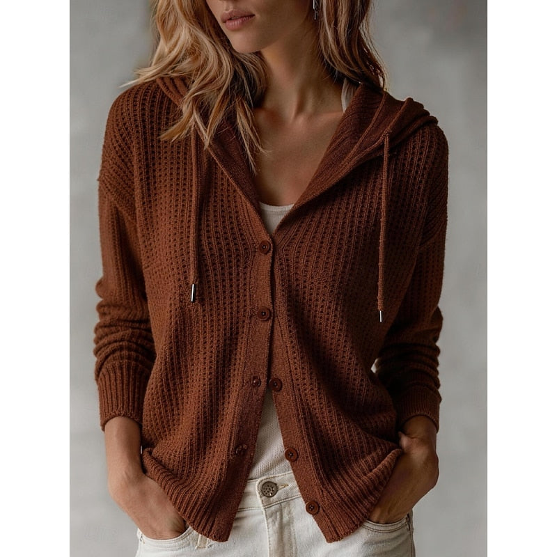 Hooded Button-Front Cardigan for Women