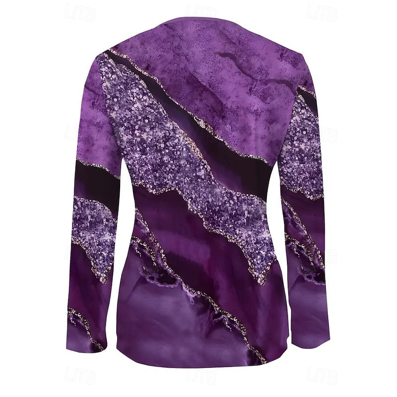 Floral Quarter-Zip Long Sleeve Top for Women