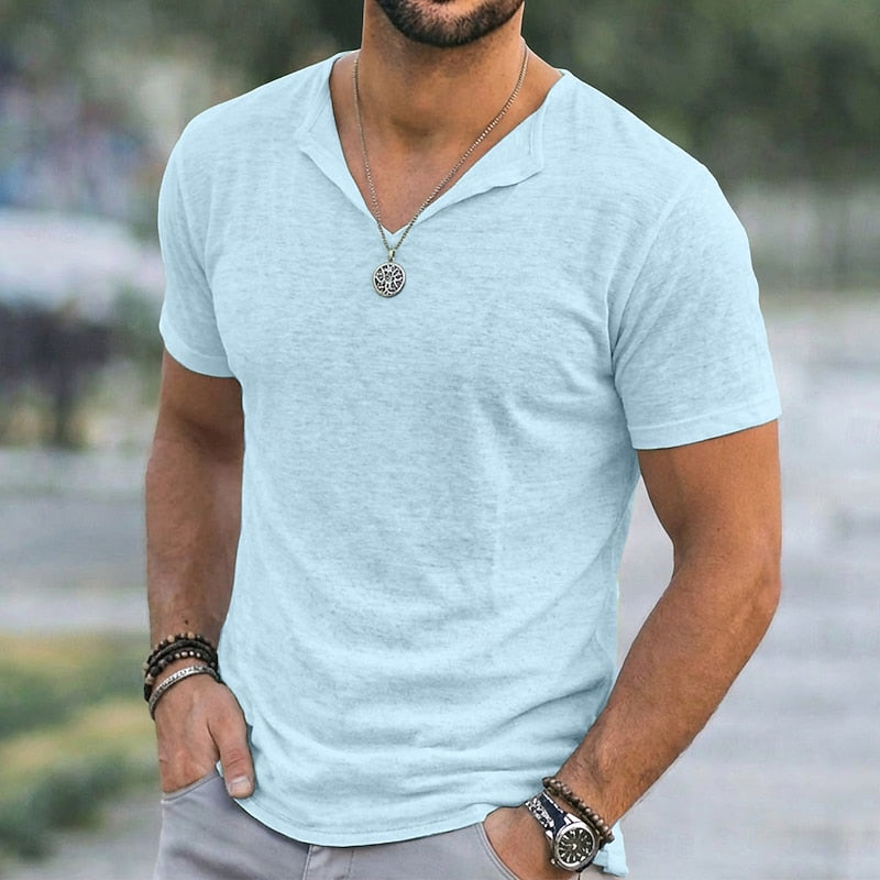 Relaxed V-Neck T-Shirt for Men, Plus Size