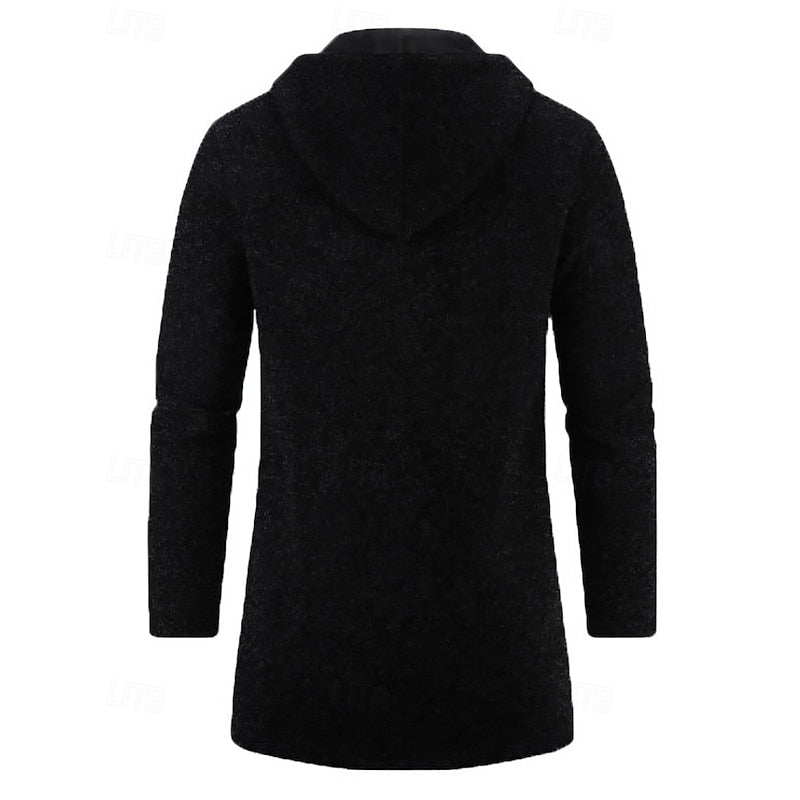 Hooded Longline Coat for Men, Plus Size