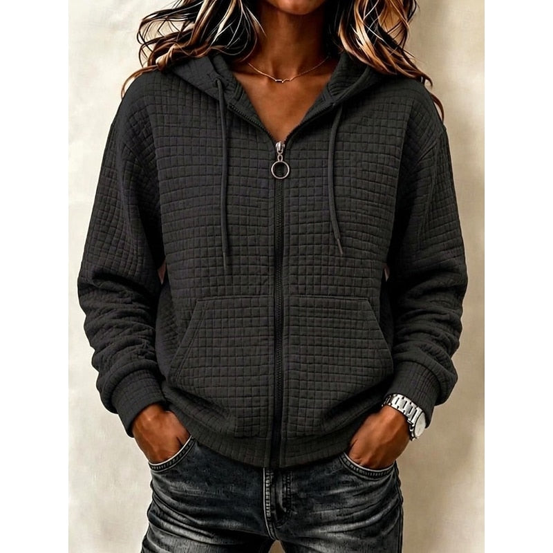 Zip-Up Hoodie, Women's Textured Fit