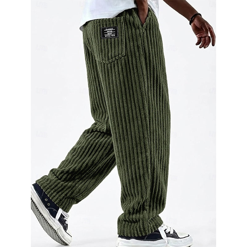 Ribbed Straight-Leg Pants for Men