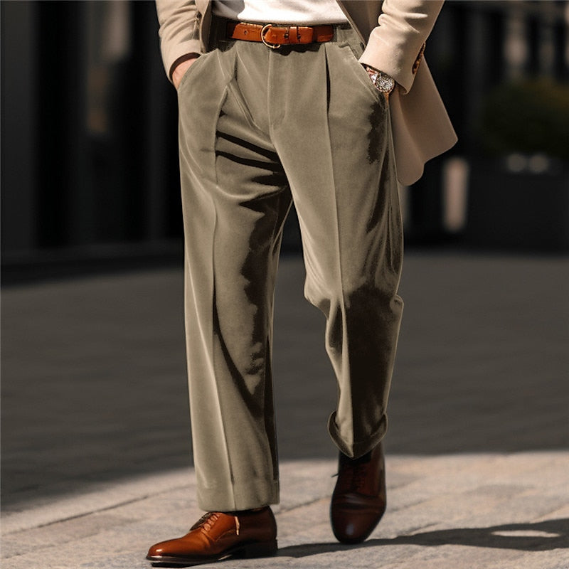 Plus Size Tailored Straight-Leg Trousers for Men