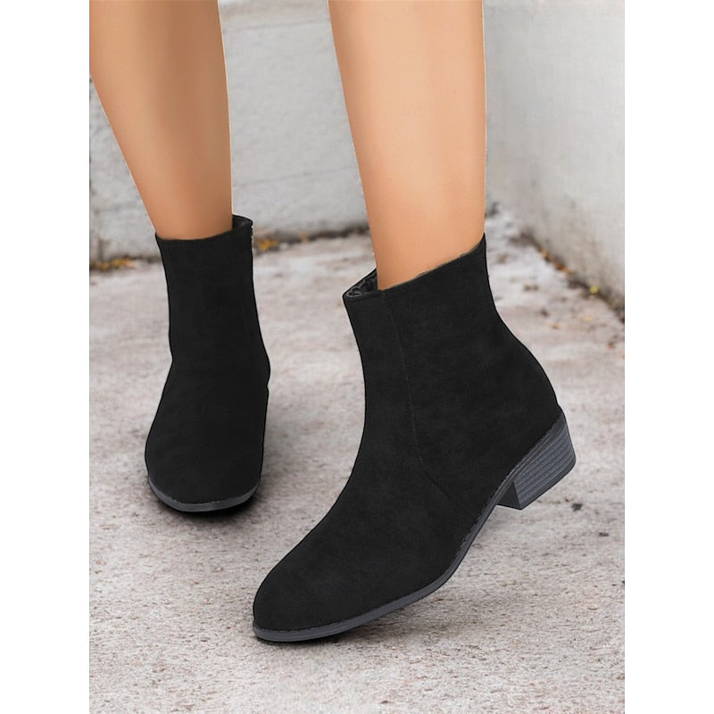 Side-Zip Block Heel Ankle Boots for Women