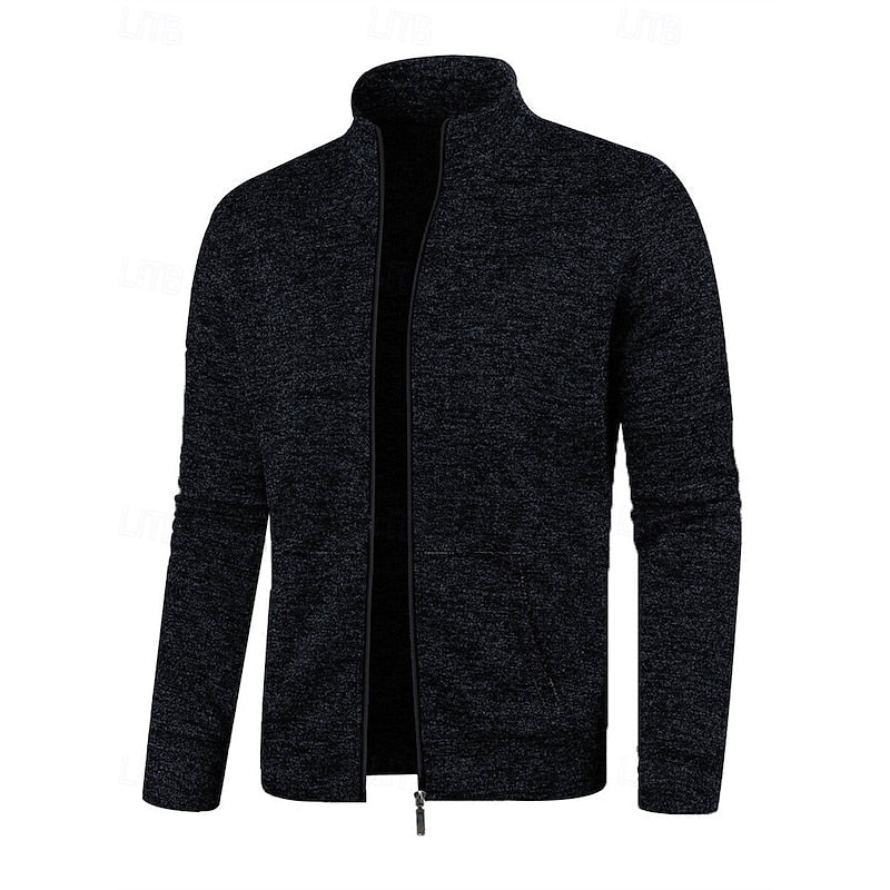 Full-Zip Stand Collar Jacket for Men, Plus Size