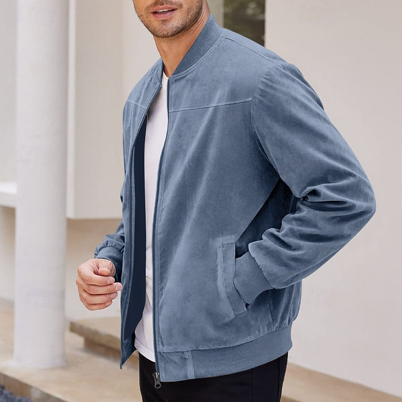 Stand-Collar Zip Jacket for Men, Plus Size
