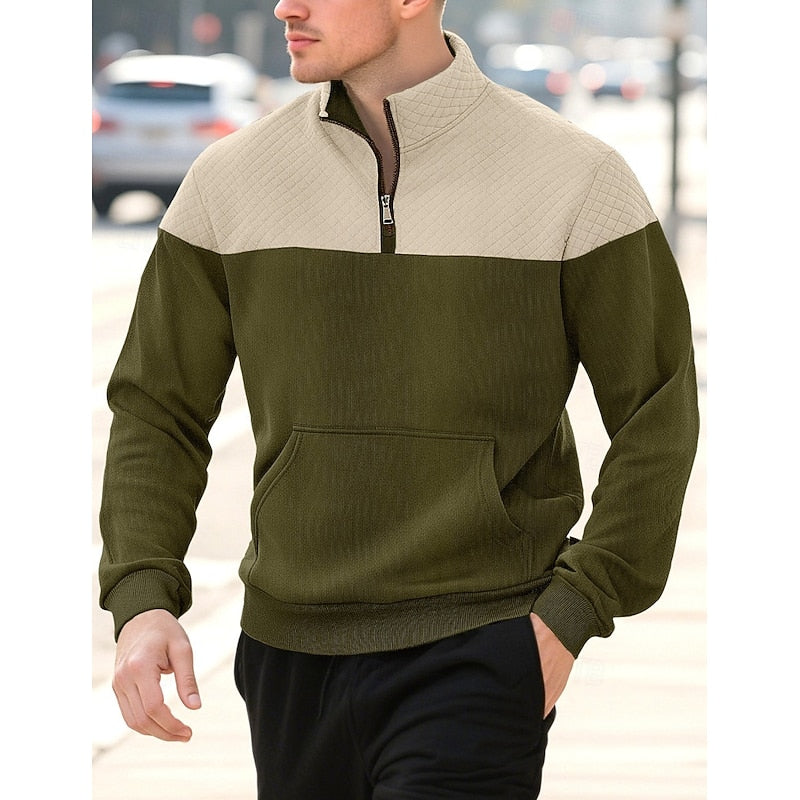 Quarter-Zip Sweatshirt for Men, Textured Style