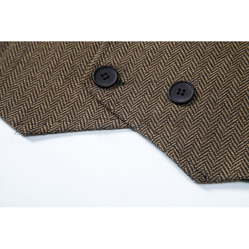 Double-Breasted Herringbone Waistcoat for Men