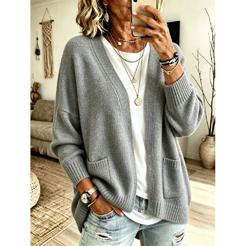 Plus Size Relaxed Open-Front Cardigan for Women