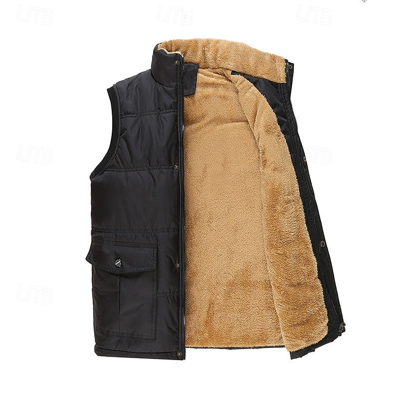Sherpa-Lined Puffer Vest for Men, Plus Size