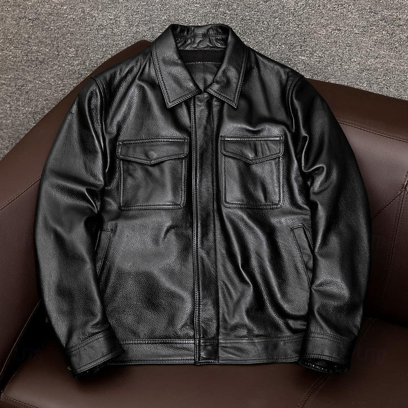 Men's Classic Collared Moto Jacket