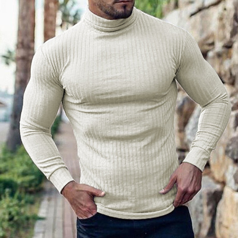 Ribbed Turtleneck for Men, Refined Style