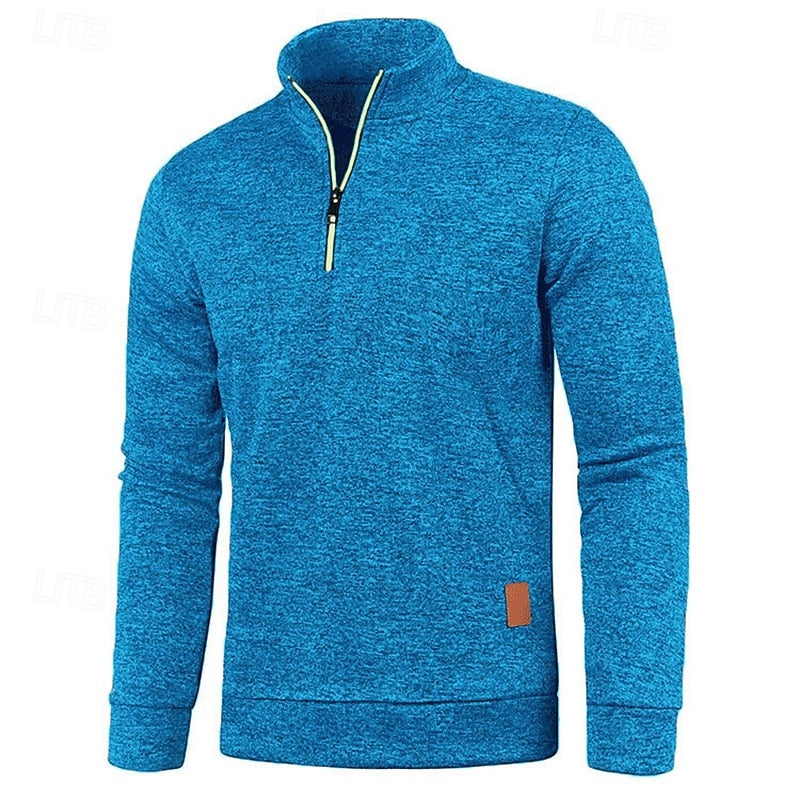 Quarter-Zip Textured Pullover Sweater for Men, Plus Size