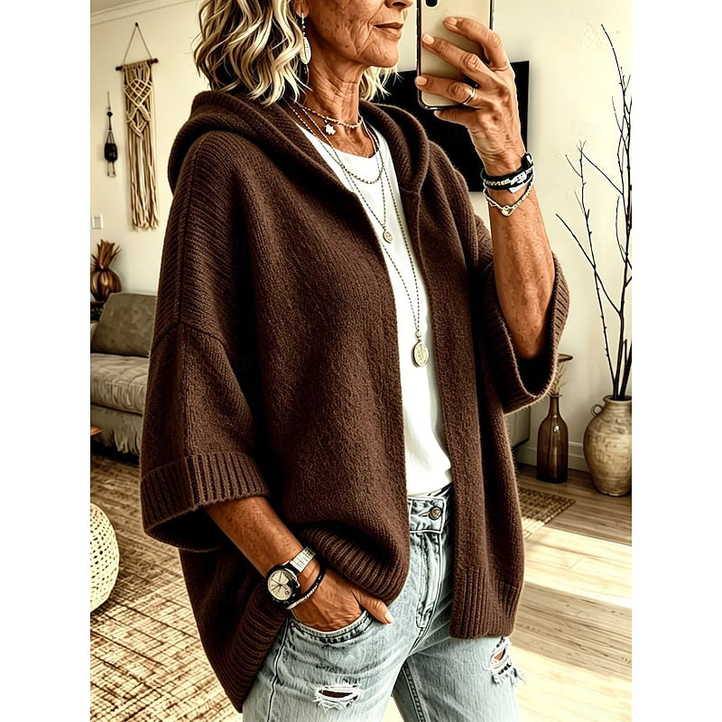 Hooded Open-Front Cardigan, Women's Cozy Fit