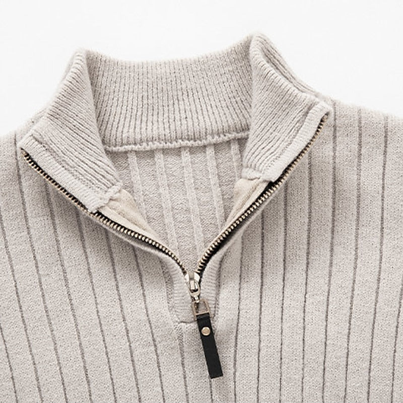 Ribbed Quarter-Zip Sweater for Men, Plus Size