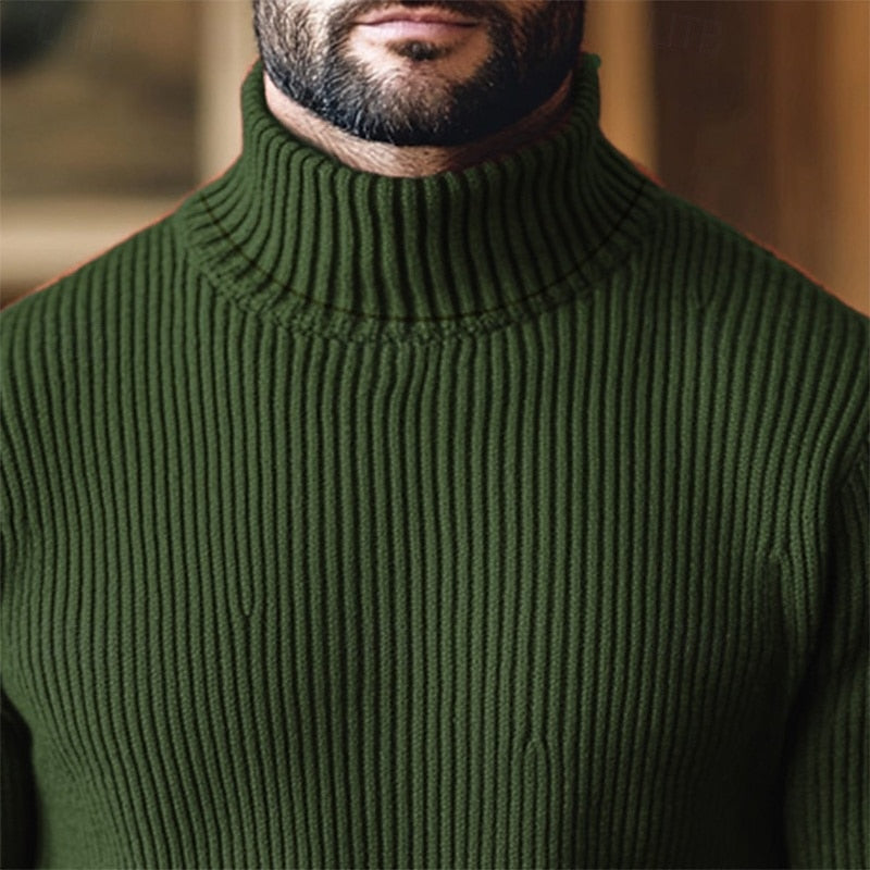Ribbed Turtleneck Sweater for Men