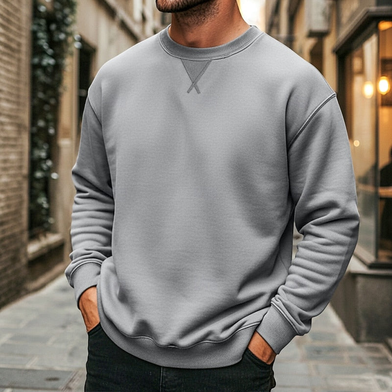 Crew Neck Sweatshirt for Men, Classic Style