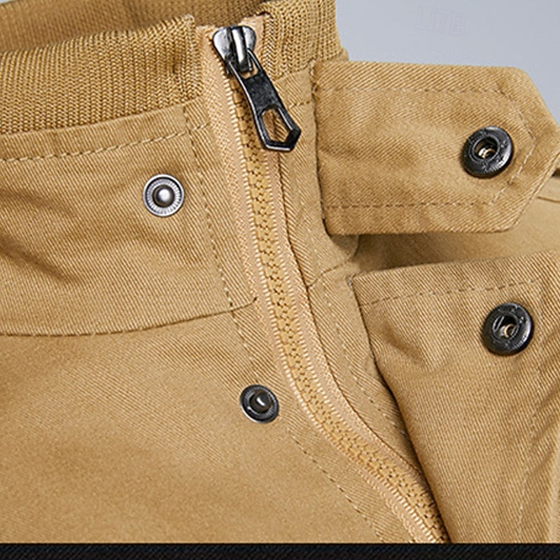 Rugged Stand-Collar Field Jacket for Men, Plus Size