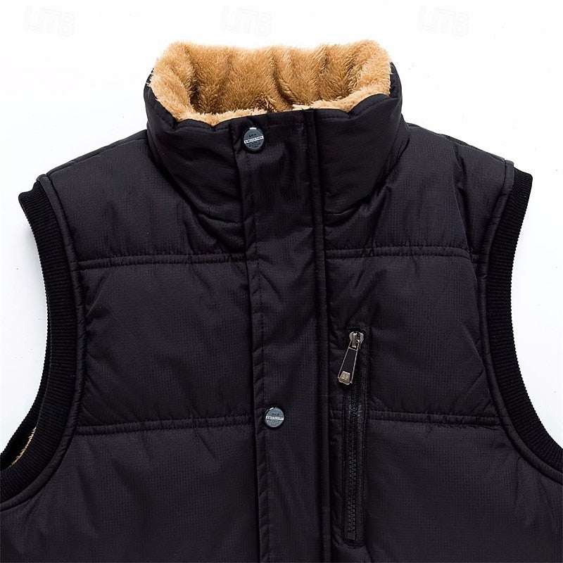 Sherpa-Lined Puffer Vest for Men, Plus Size