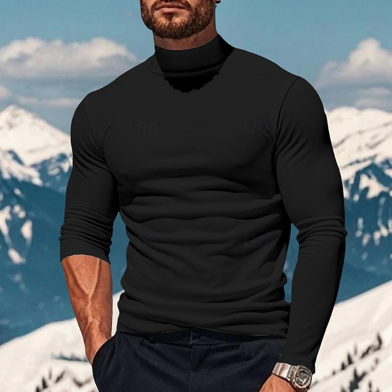 Mock Neck Long Sleeve Top for Men