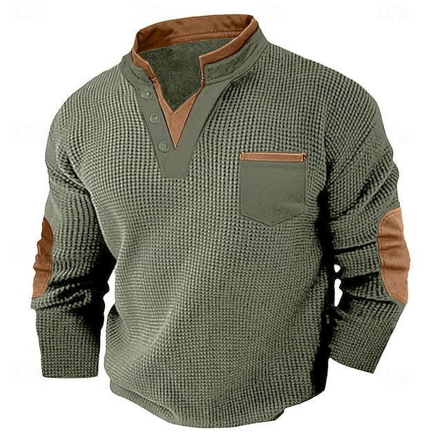 Henley Shirt for Men, Textured Style