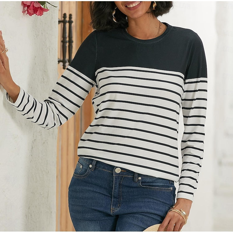 Striped Long Sleeve Top for Women