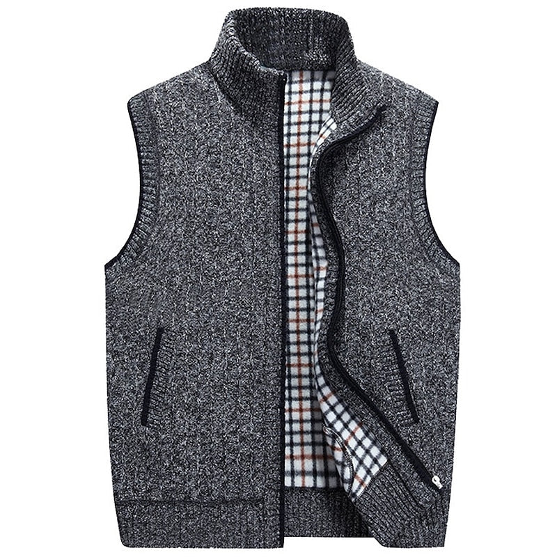 Stand-Collar Zip Vest for Men, Cozy Style