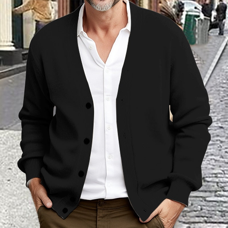 V-Neck Cardigan for Men, Refined Style