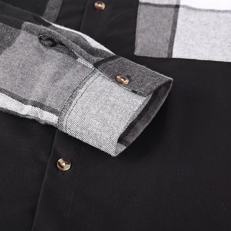 Patchwork Shirt Jacket, Men's Modern Fit
