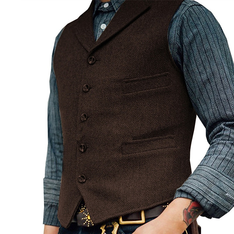 Herringbone Tailored Waistcoat for Men