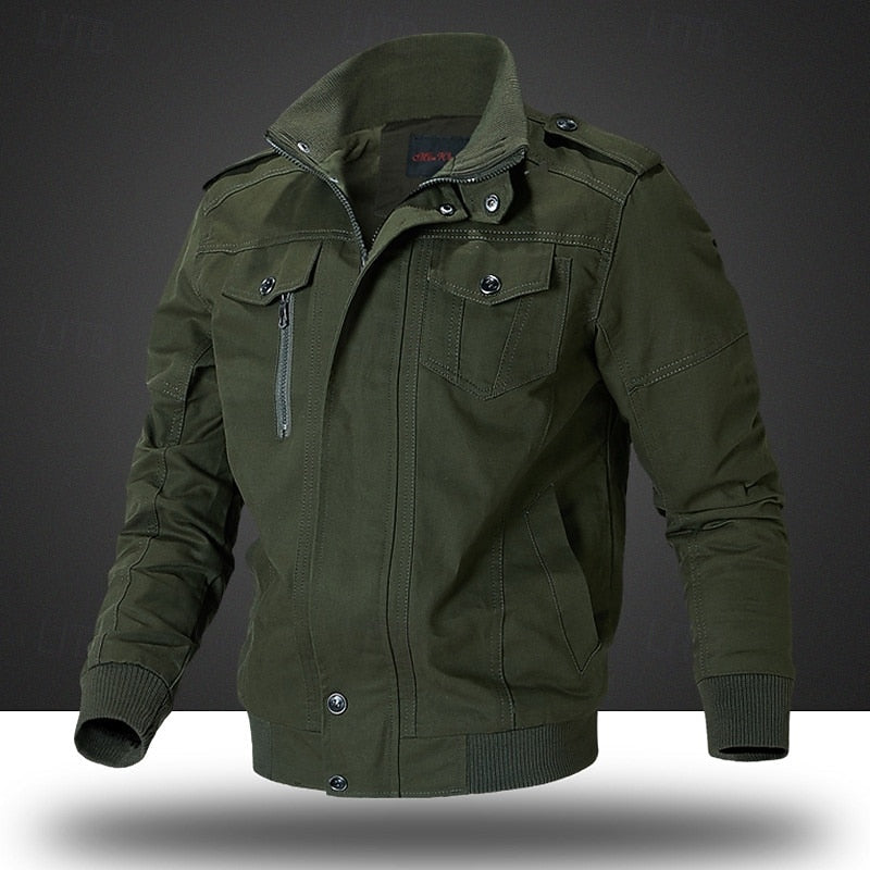 Rugged Stand-Collar Field Jacket for Men, Plus Size