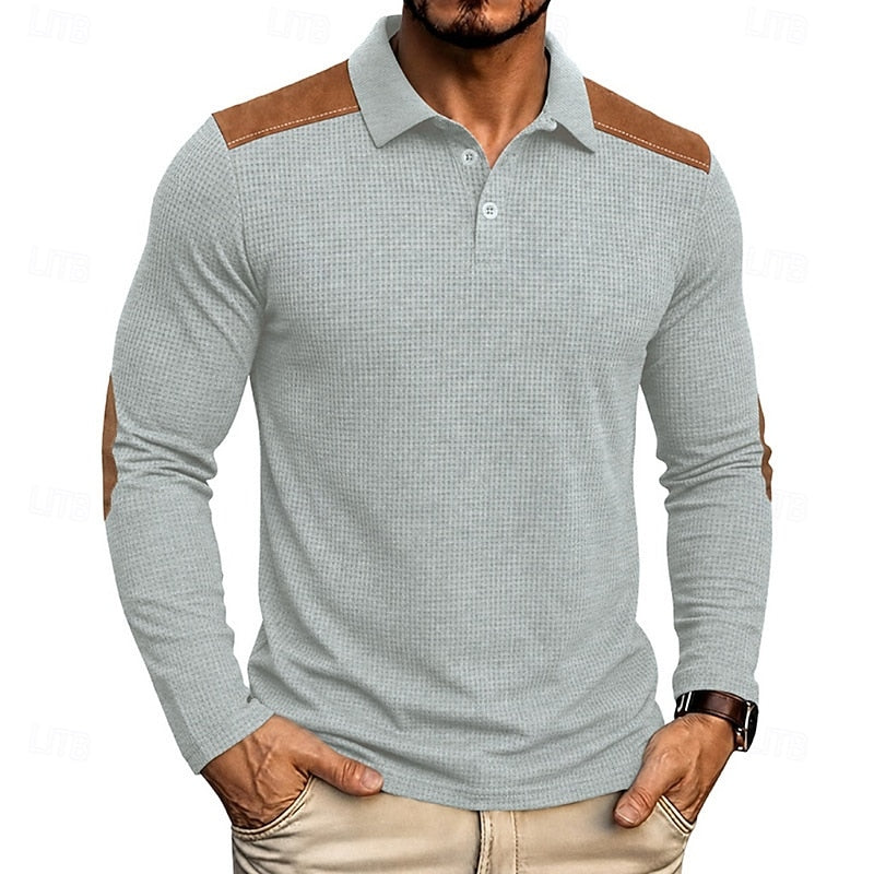 Men's Textured Colour Block Polo Shirt