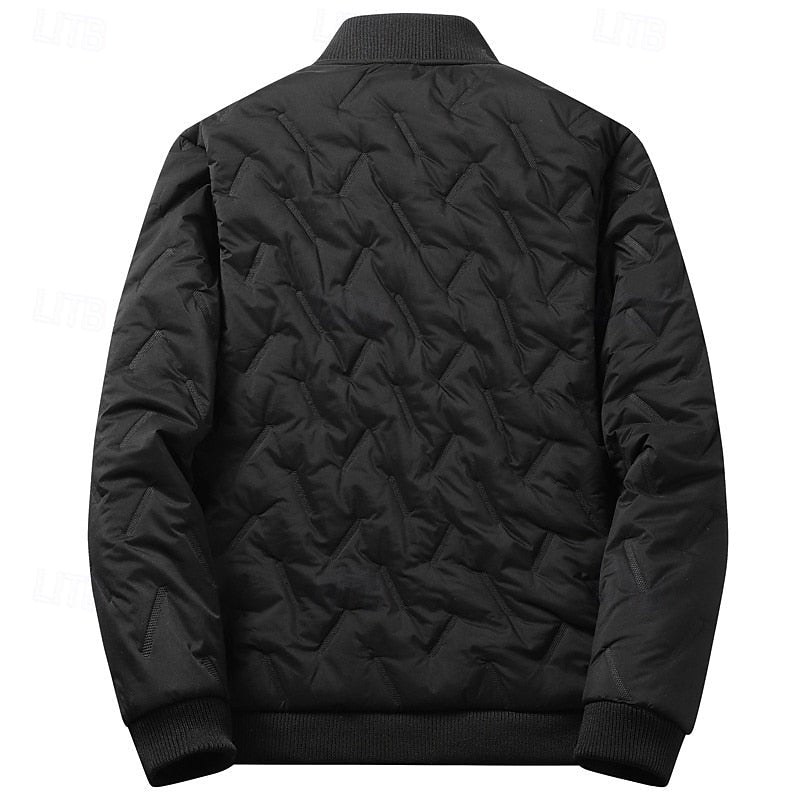 Textured Quilted Bomber Jacket for Men, Plus Size
