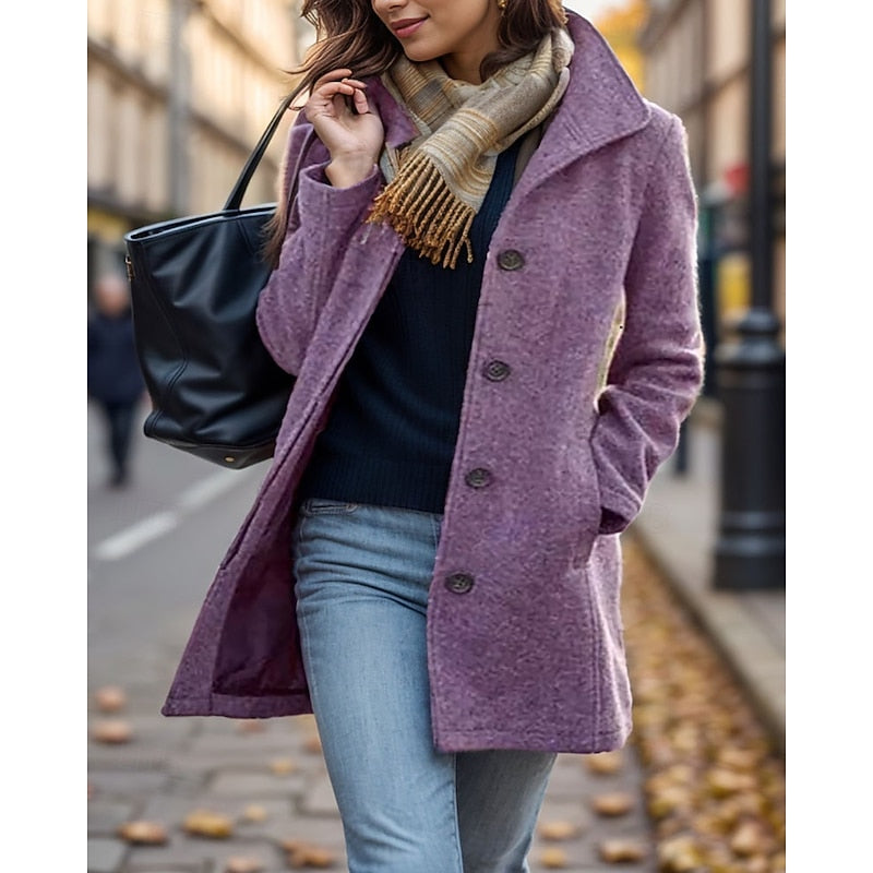 Turndown Collar Coat for Women, Timeless Style