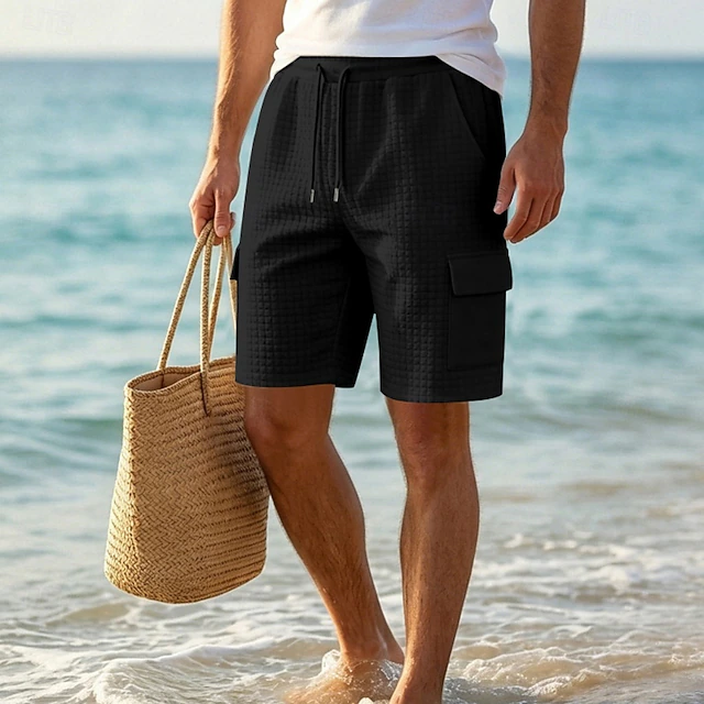 Textured Drawstring Shorts for Men, Plus Size