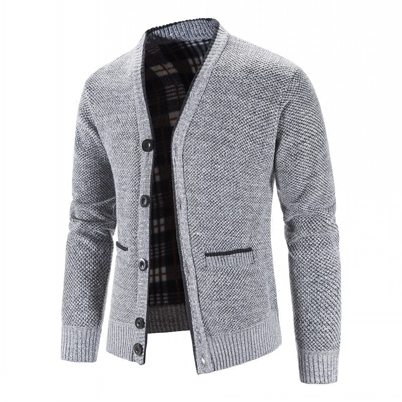 Button-Front V-Neck Cardigan for Men