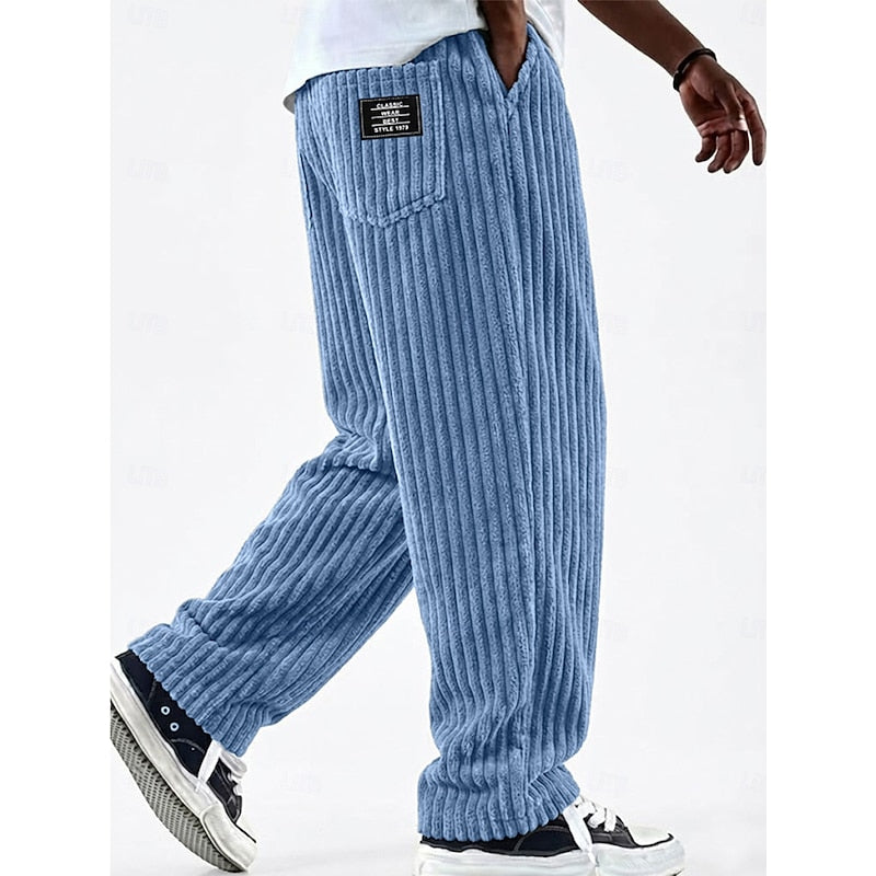 Ribbed Straight-Leg Pants for Men