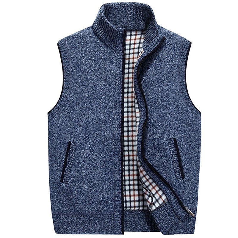 Stand-Collar Zip Vest for Men, Cozy Style